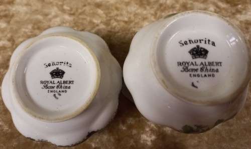 **RARE **ROYAL ALBERT BONE CHINA **SENORITA** SMALL MILK JUG AND SUGAR BASIN **PRICE FOR BOTH**