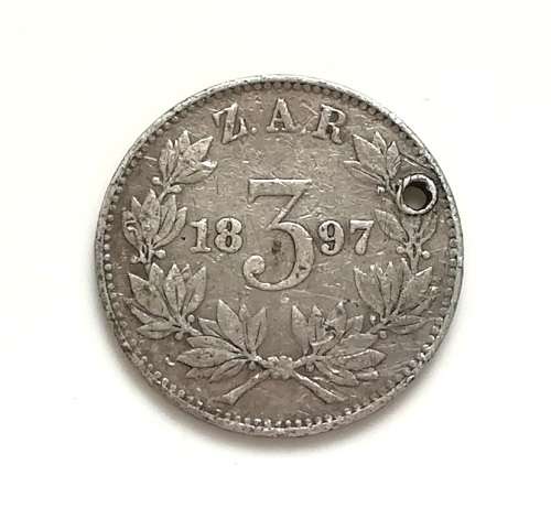 ZAR 1897 3 PENCE **HOLE**