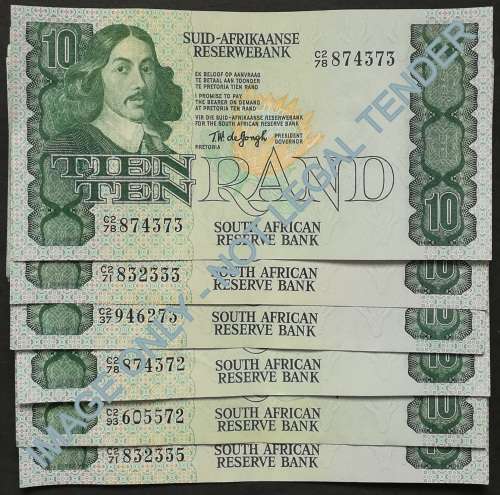 T W DE JONGH 10 RAND 4TH ISSUE (39 NOTES) **BID PER NOTE**