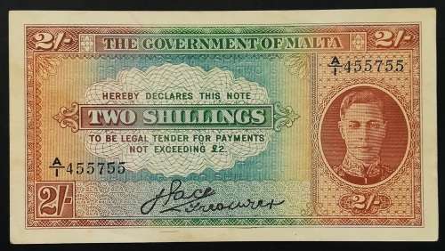 MALTA 2 SHILLINGS NOTE 1943