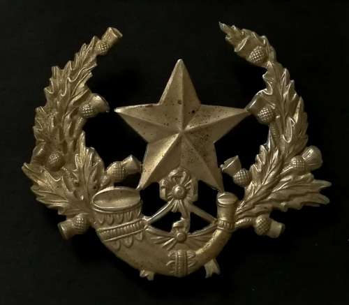 CAMEROONIANS SCOTTISH RIFLES + DURHAM LIGHT INFANTRY CAP BADGE 55X75MM