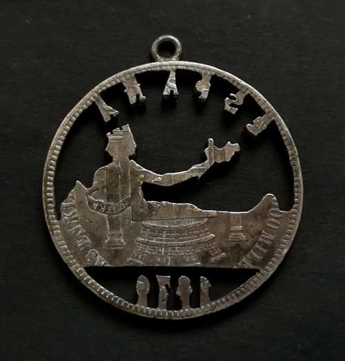 SPAIN SILVER 5 PESETAS **CUT-OUT** COIN