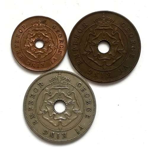 SOUTHERN RHODESIA 1942 1/2 + 2X1 PENNY