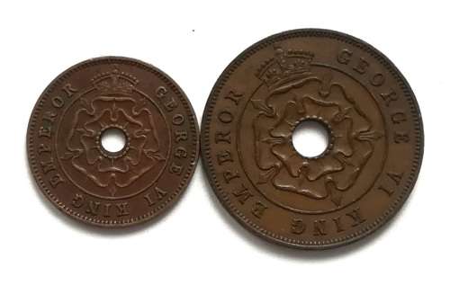 SOUTHERN RHODESIA 1944 1/2 + 1 PENNY (2 COINS)