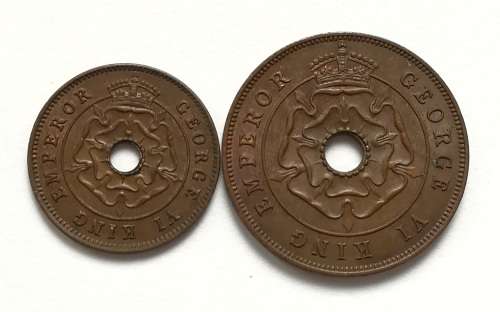 SOUTHERN RHODESIA 1943 1/2 + 1 PENNY