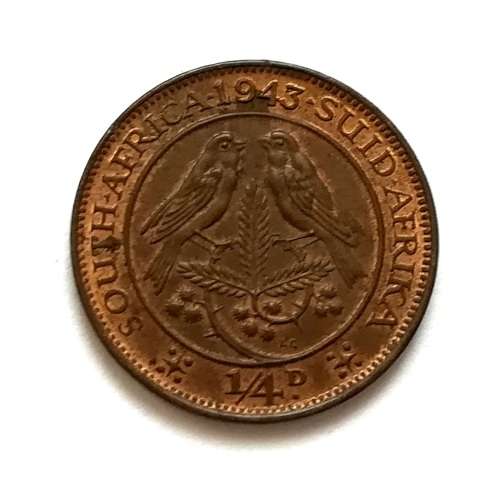 SOUTH AFRICA 1943 QUARTER PENNY **EXCELLENT**