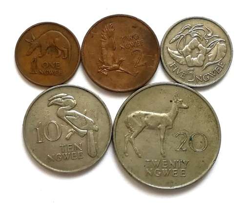 ZAMBIA 1968 1+2+5+10+20 NGWEE (5 COINS)
