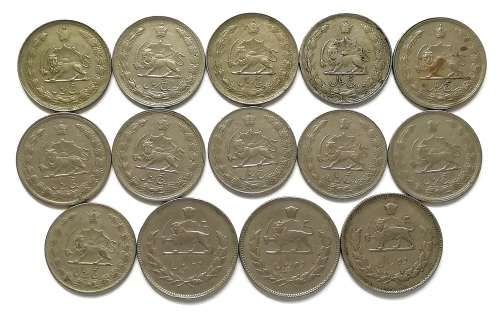 IRAN 5 + 10 RIALS MIXED LOT (14 COINS)