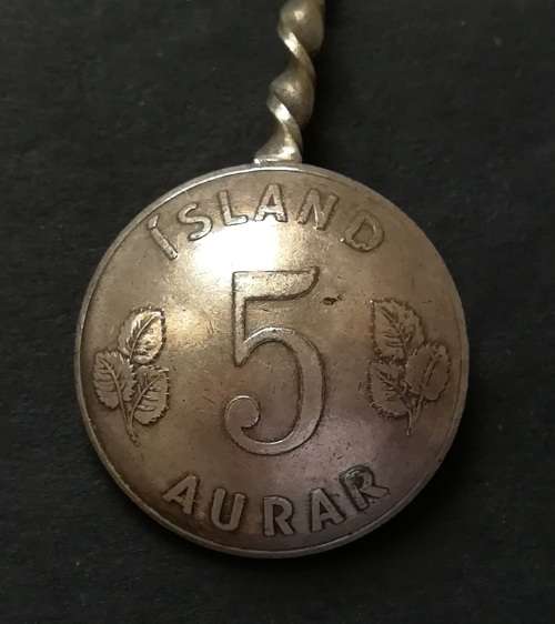 ICELAND 1953 1 EYRIR + 1963 5 AURAR SPOON