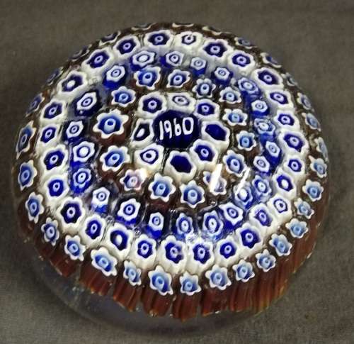 VINTAGE MURANO ITALIAN 1960 PAPERWEIGHT MILLEFIORI **EXCELLENT** 55X80MM
