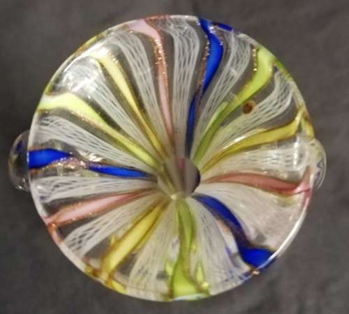 MURANO ITALIAN LATTICINA MULTI COLOUR VASE **EXCELLENT** 130MM