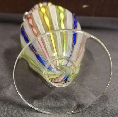 MURANO ITALIAN LATTICINA MULTI COLOUR VASE **EXCELLENT** 130MM