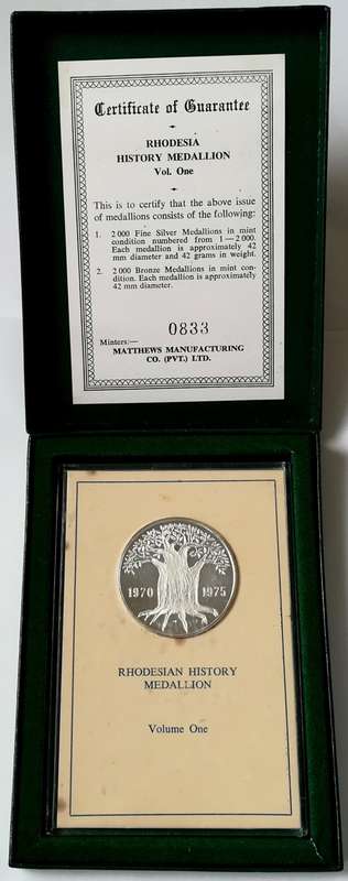 RHODESIA HISTORY SILVER MEDALLION VOLUYME ONE BOXED