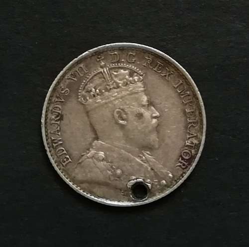 CANADA 1905 SILVER 5 CENTS **HOLE**