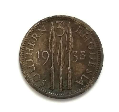 SOUTHERN RHODESIA 1935 SILVER 3 PENCE
