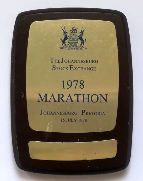COMRADES MARATHON PLAQUE J S E 1978 JOHANNESBURG - PRETORIA 105X145MM
