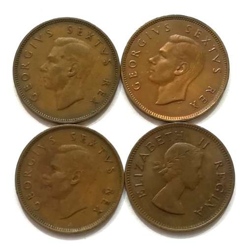 UNION 1950 +1951+1952+1953 HALF PENNY (4 COINS)