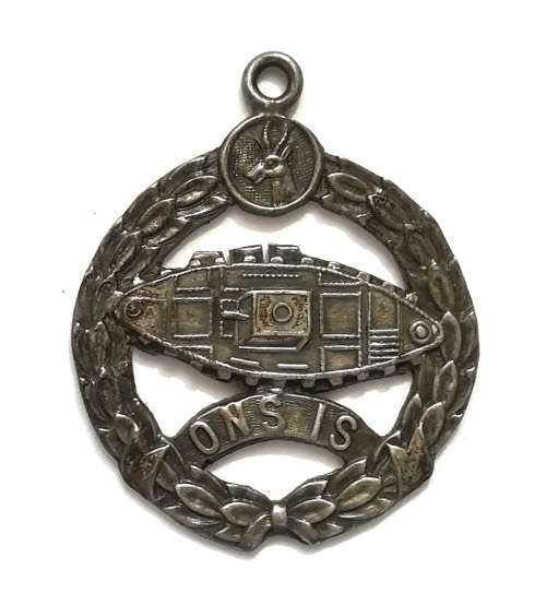 SADF STERLING SILVER WW2 TANK CORPS PENDANT 25X30MM