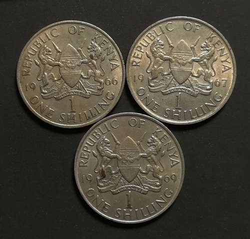 KENYA 1966+1967+1969 SHILLING (3 COINS)