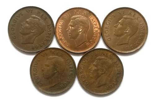 UNION 1942 TO 1946 1/4  PENNY ALL DATES  (5 COINS)