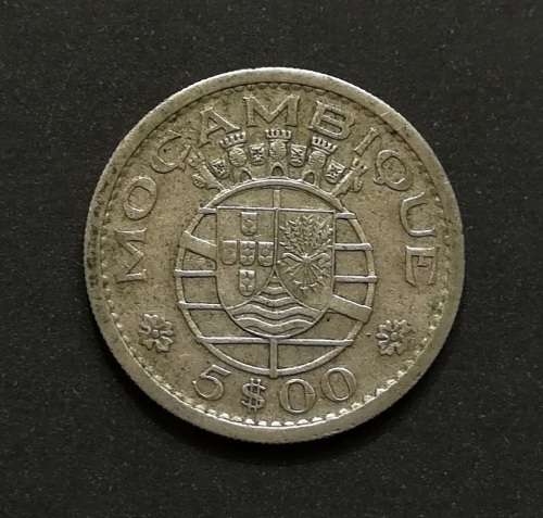MOZAMBIQUE 1960 SILVER 5 ESCUDOS