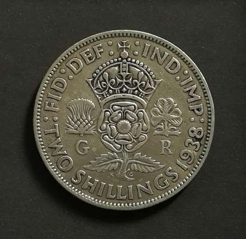 GREAT BRITAIN 1938 SILVER 2 SHILLINGS