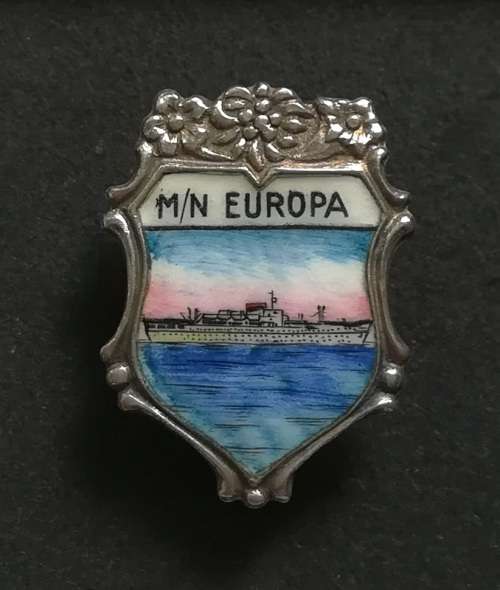 800 SILVER SHIPPING M/N EUROPA PIN BROOCH 3.3 GRAMS 15 X 20MM