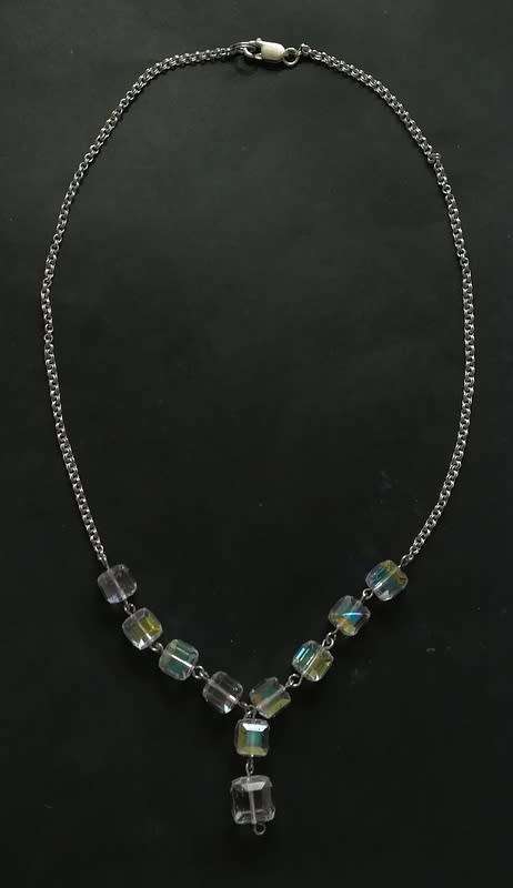 STERLING SILVER AND CRYSTAL NECKLACE 450MM