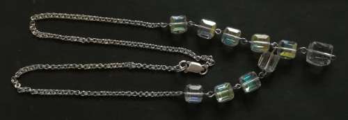 STERLING SILVER AND CRYSTAL NECKLACE 450MM