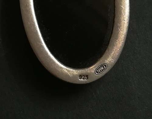 STERLING SILVER  AND BLACK GLASS NECKLACE 500MM 45 GRAMS
