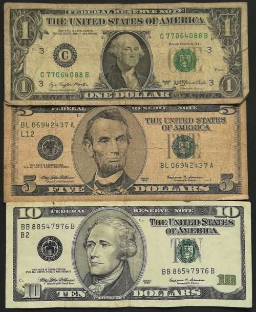 UNITED STATES 1+5+10 DOLLAR (3 NOTES)