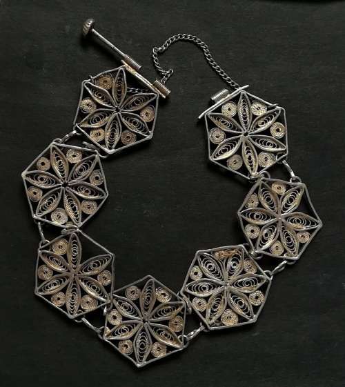 INDIAN SILVER - FILIGREE BRACELET 20 X 250MM 12.6 GRAMS