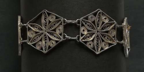 INDIAN SILVER - FILIGREE BRACELET 20 X 250MM 12.6 GRAMS