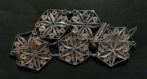 INDIAN SILVER - FILIGREE BRACELET 20 X 250MM 12.6 GRAMS