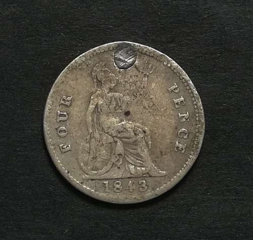 GREAT BRITAIN 1843 SILVER FOUR PENCE *MOUNT*