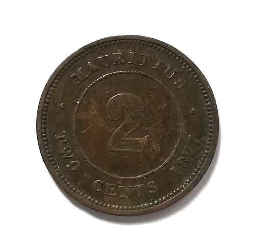 1877H MAURITIUS 2 CENT COIN **RARE**