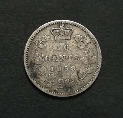 CANADA 1858 SILVER 10 CENTS **RARE**