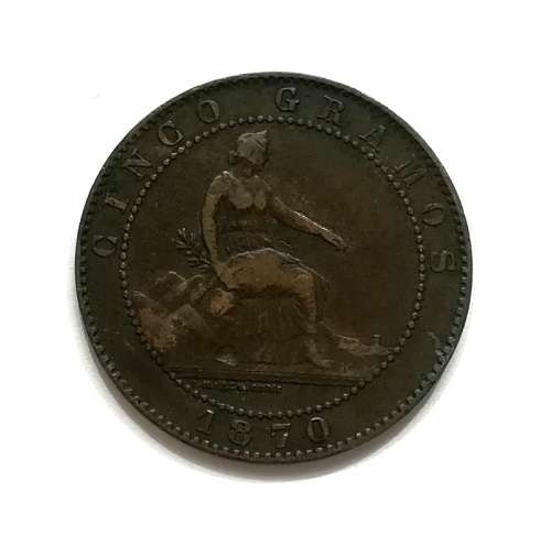 SPAIN 1870 5 CENTIMOS