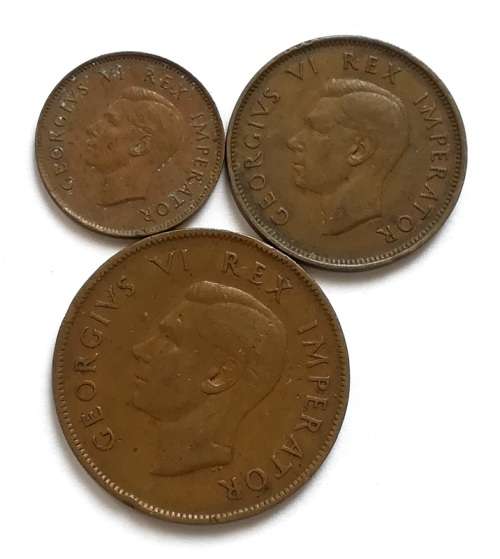 UNION 1945 1/4+1/2+1 PENNY (3 COINS)