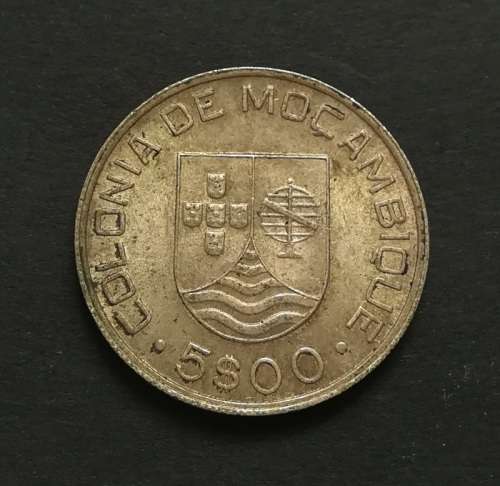 MOZAMBIQUE 1935 SILVER 5 ESCUDOS
