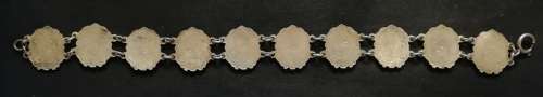 STERLING SILVER AND ENAMEL BRACELET WITH CRESTS OF 10 GERMAN CITIES 19.5 GRAMS 220MM