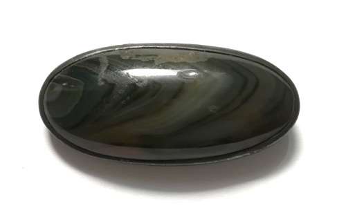 STERLING SILVER AND AGATE BROOCH 20 X 40MM