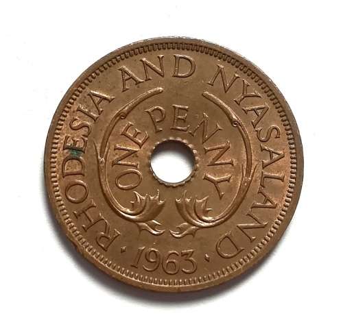RHODESIA + NYASALAND 1963 PENNY