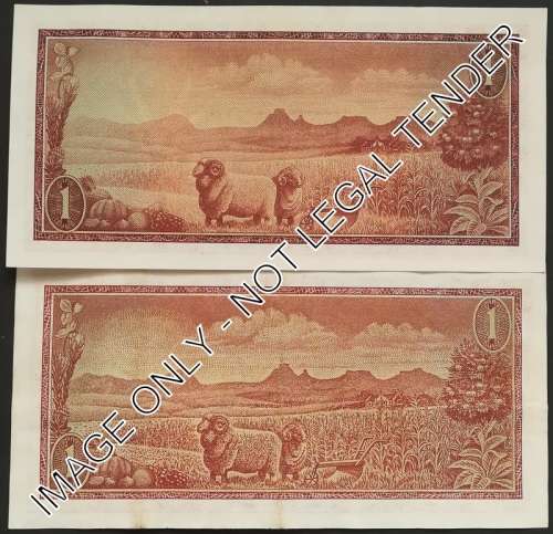 T W DE JONGH 1 RAND 1967+1972 1ST ISSUE (2 NOTES)