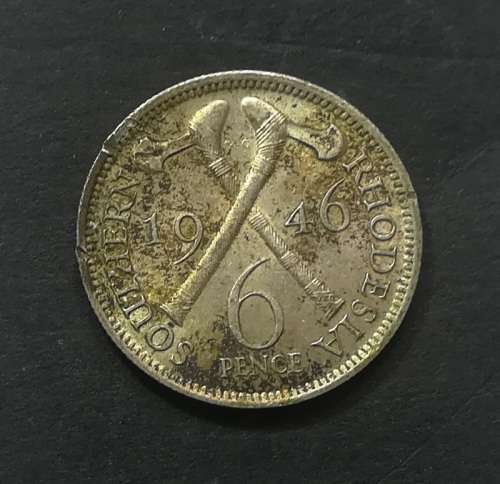 SOUTHERN RHODESIA 1946 SILVER 6 PENCE