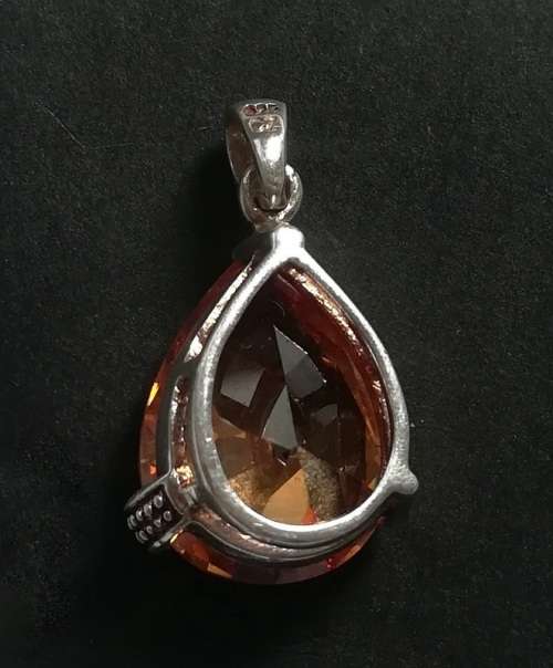 STERLING SILVER - CZ AND GLASS PENDANT 13X18MM