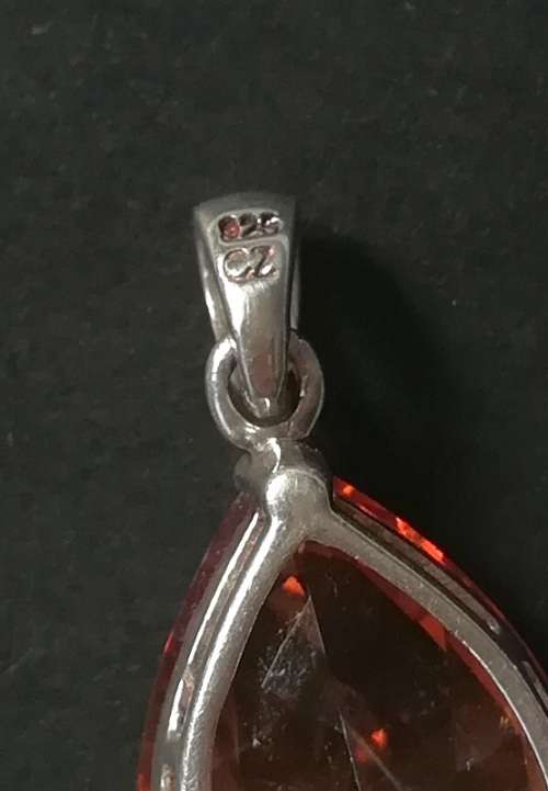 STERLING SILVER - CZ AND GLASS PENDANT 13X18MM
