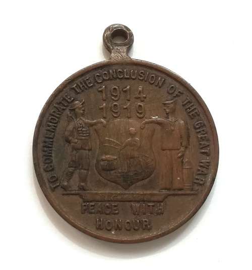 WW1 1914-1919 `THE CONCLUSION OF THE GREAT WAR` JOHANNESBURG MEDALLION 30MM