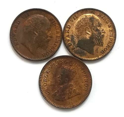 BRITISH INDIA 1909+1910+1913 1/12 ANNA