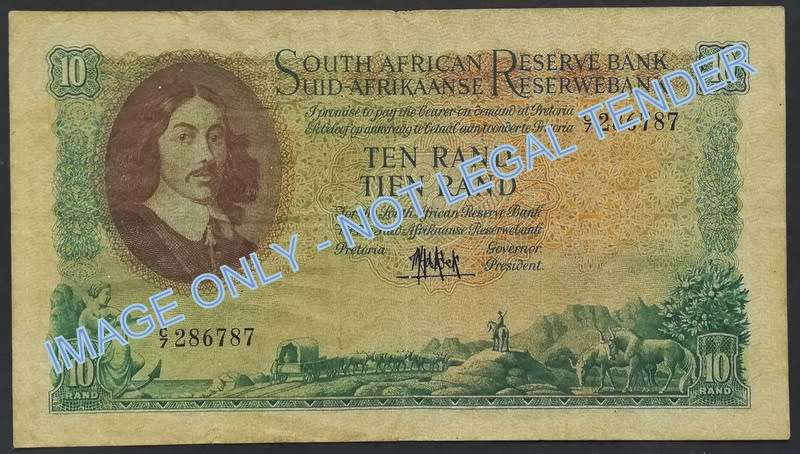 M H DE KOCK 1961 10 RAND **FILLER NOTE**